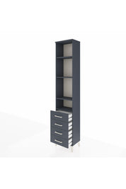 Arges Dolap 4 Raflı 4 Çekmeceli 44x30x221 Antrasit-Antrasit