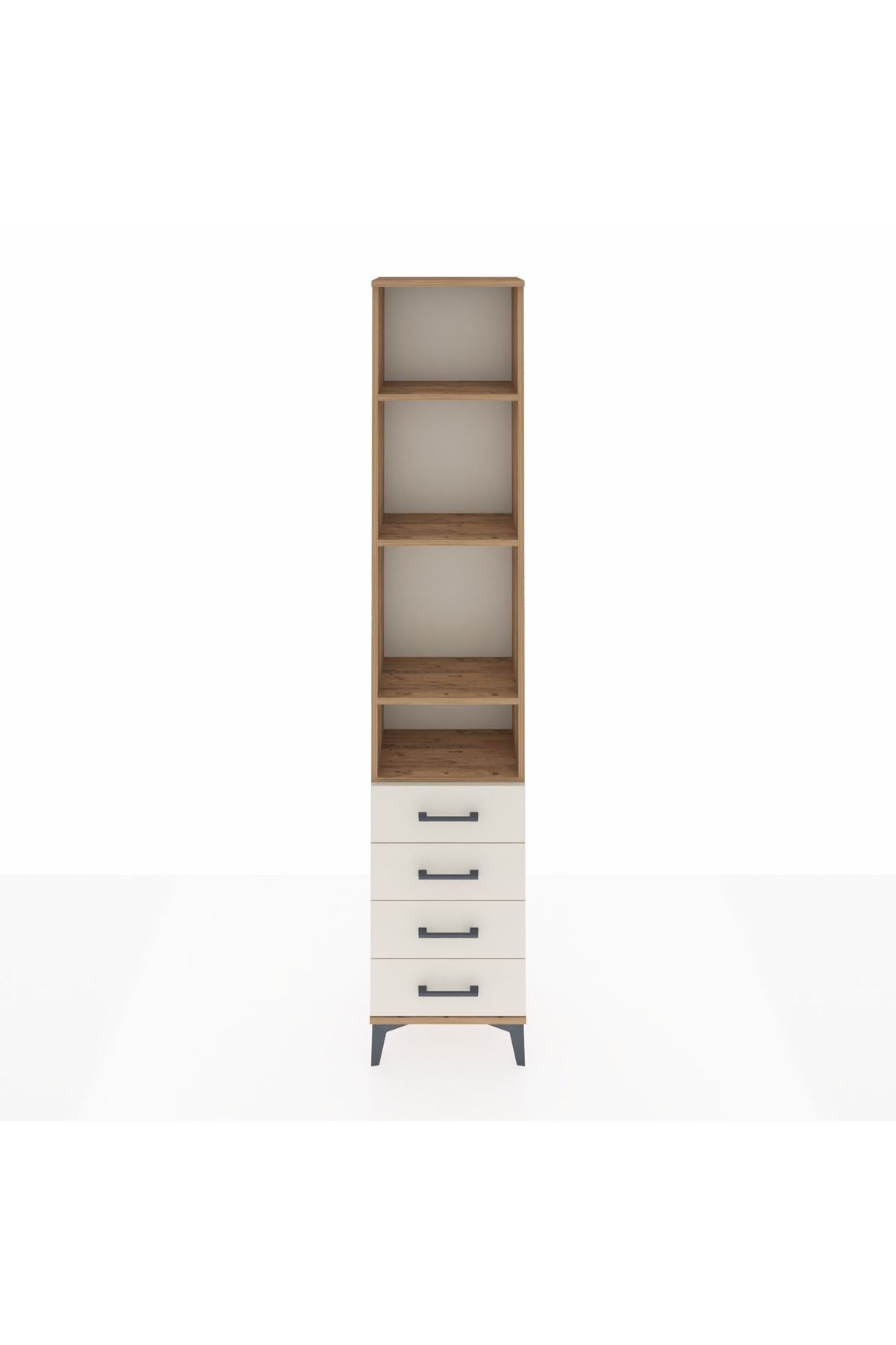 Arges Dolap 4 Raflı 4 Çekmeceli 44x30x221 Çam-Aytaşı