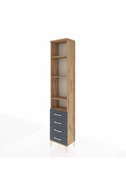Arges Dolap 4 Raflı 4 Çekmeceli 44x30x221 Çam-Antrasit