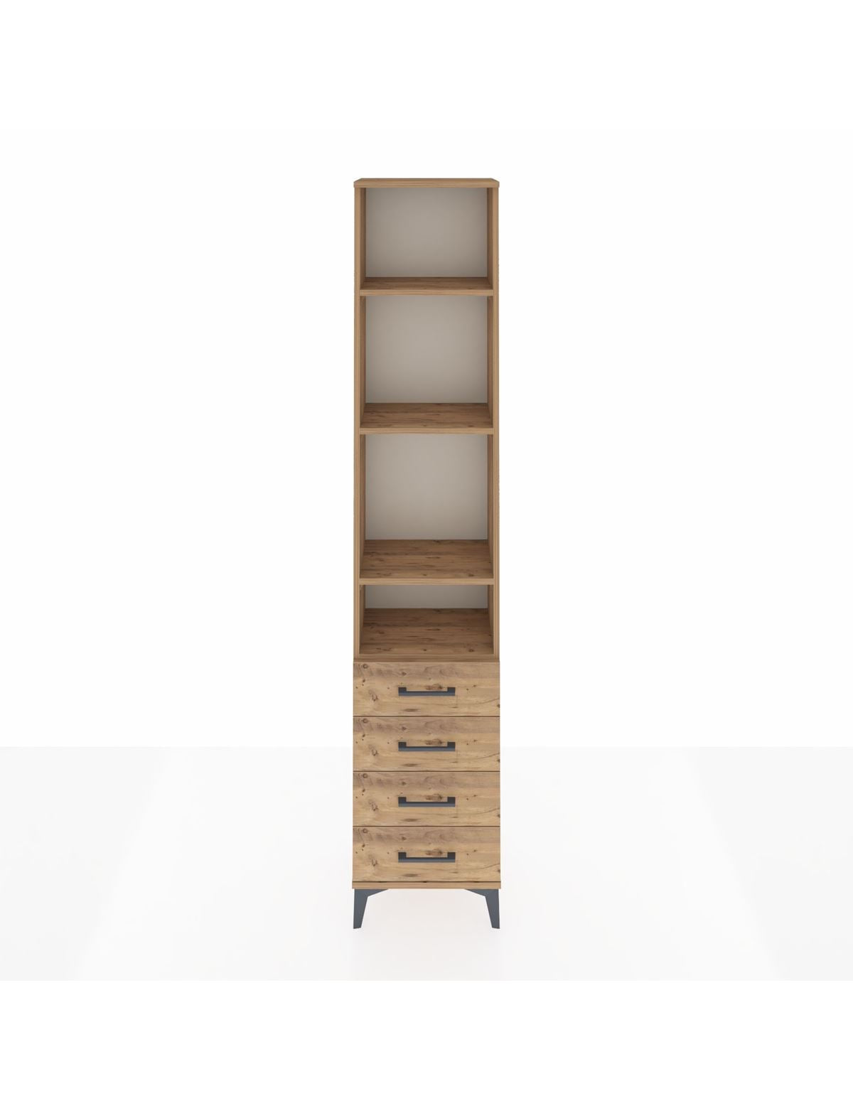 Arges Dolap 4 Raflı 4 Çekmeceli 44x30x221 Çam-Çam