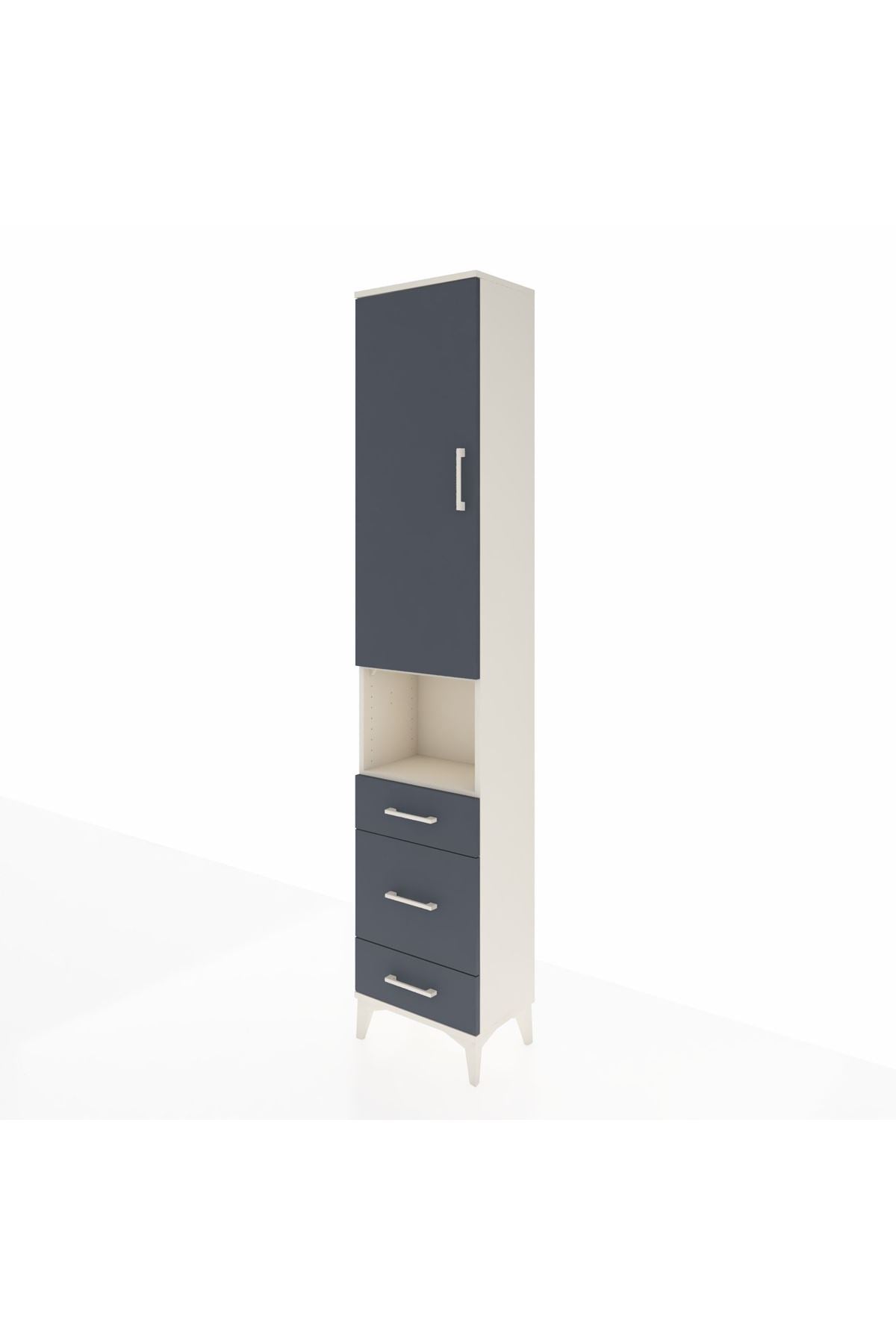 Arges Dolap 3 Raflı 3 Çekmeceli Tek Askılı 44x30x221 Aytaşı-Antrasit