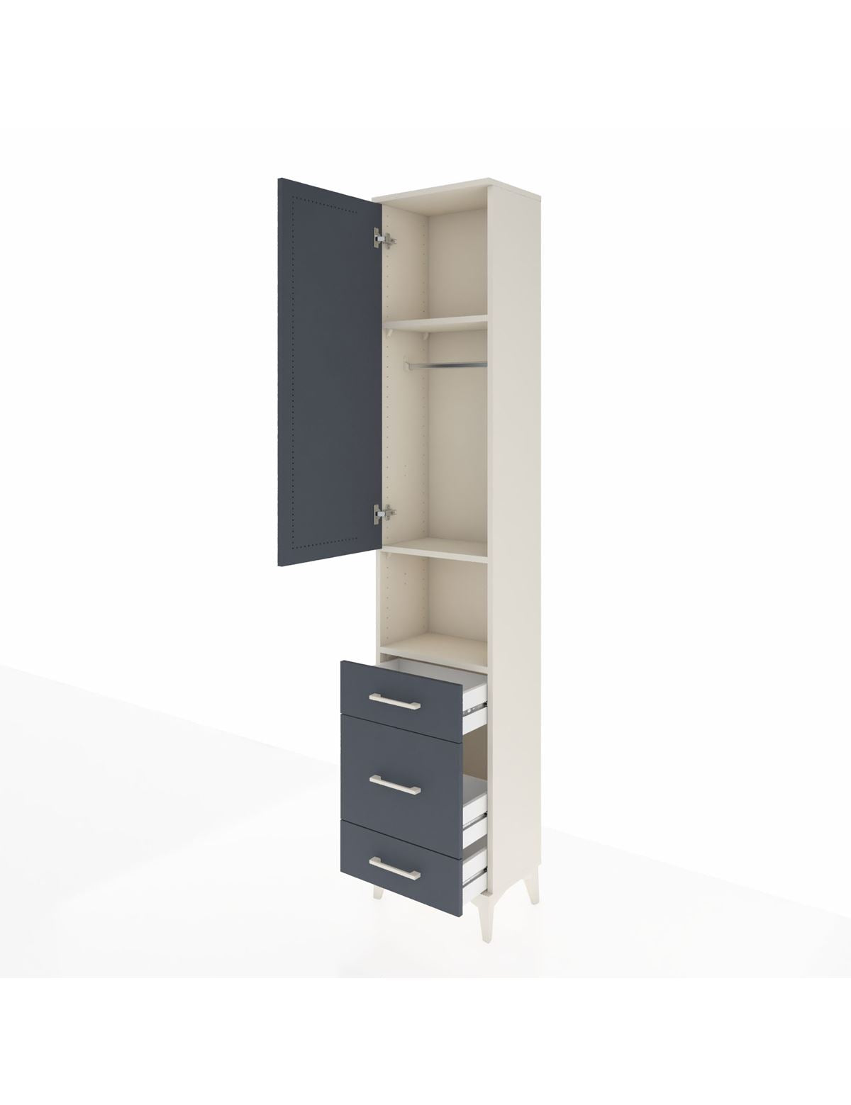 Arges Dolap 3 Raflı 3 Çekmeceli Tek Askılı 44x30x221 - S28M171V2A