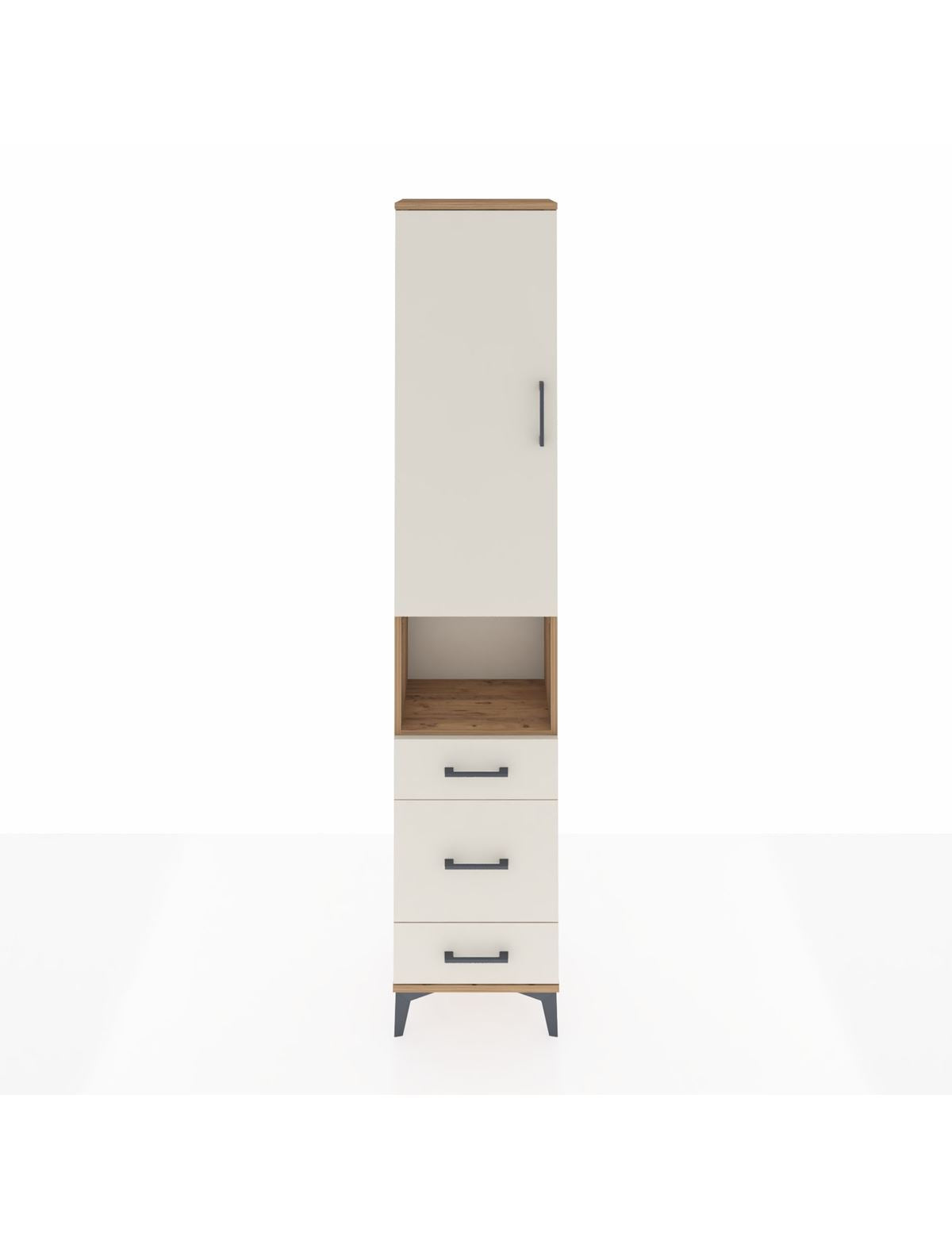 Arges Dolap 3 Raflı 3 Çekmeceli Tek Askılı 44x30x221 Çam-Aytaşı