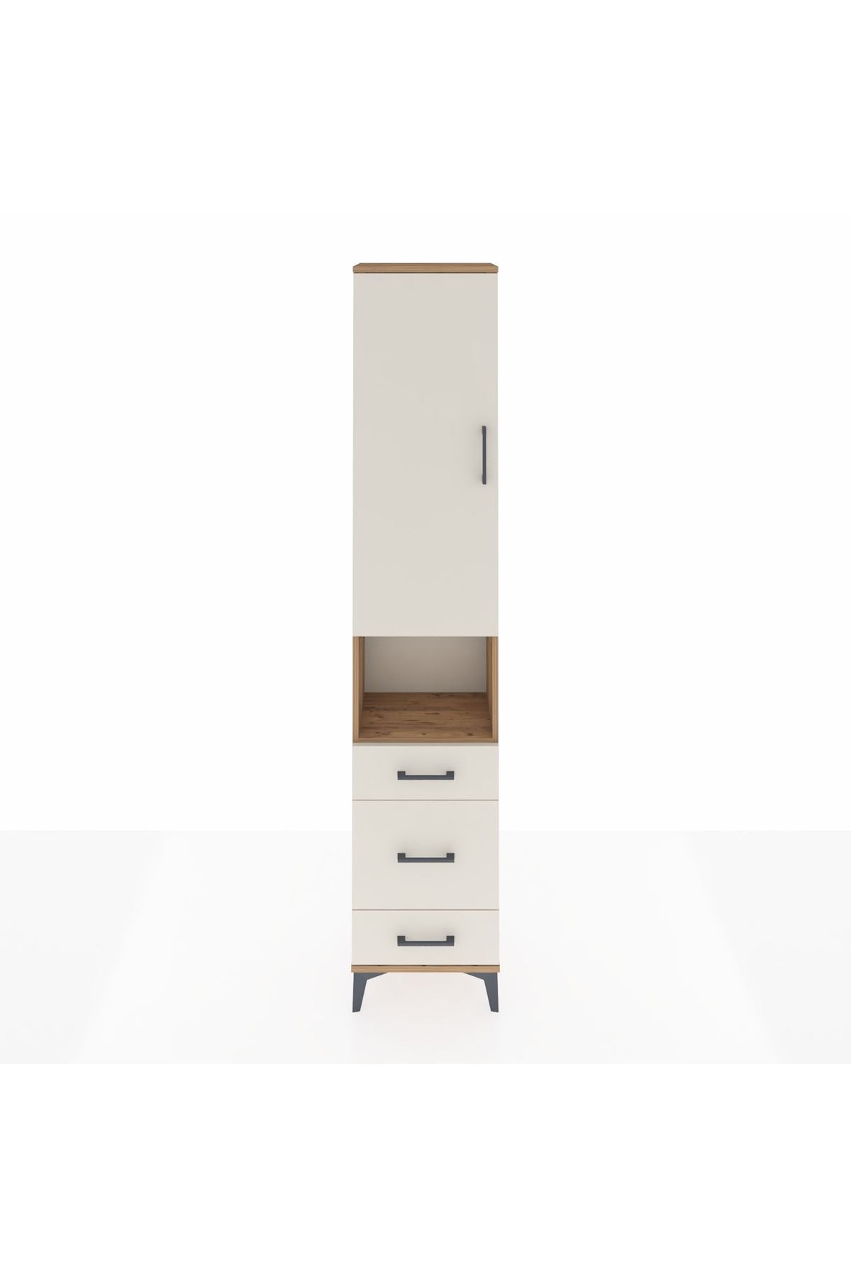 Arges Dolap 3 Raflı 3 Çekmeceli Tek Askılı 44x30x221 Çam-Aytaşı