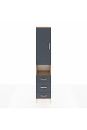 Arges Dolap 3 Raflı 3 Çekmeceli Tek Askılı 44x30x221 Çam-Antrasit