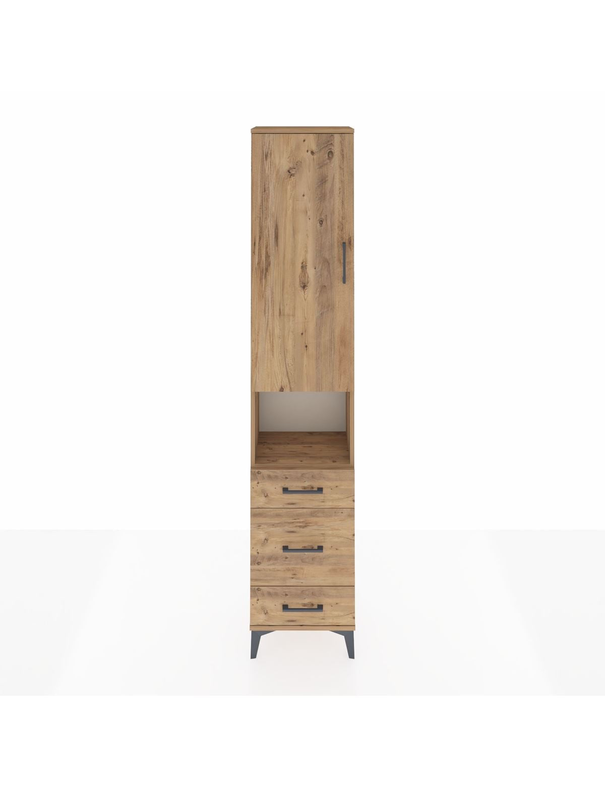 Arges Dolap 3 Raflı 3 Çekmeceli Tek Askılı 44x30x221 Çam-Çam