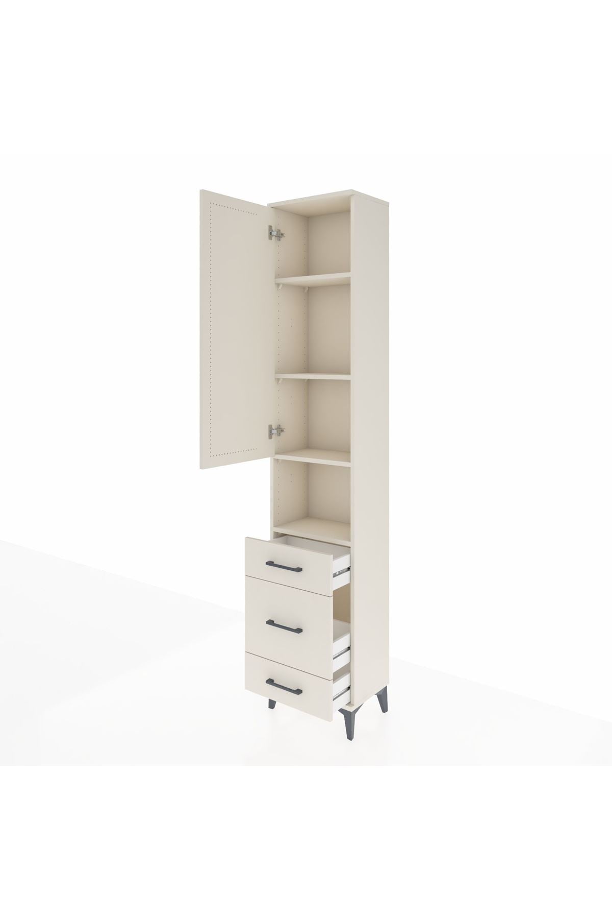 Arges Dolap 4 Raflı 3 Çekmeceli Tek Kapaklı 44x30x221 Aytaşı-Aytaşı