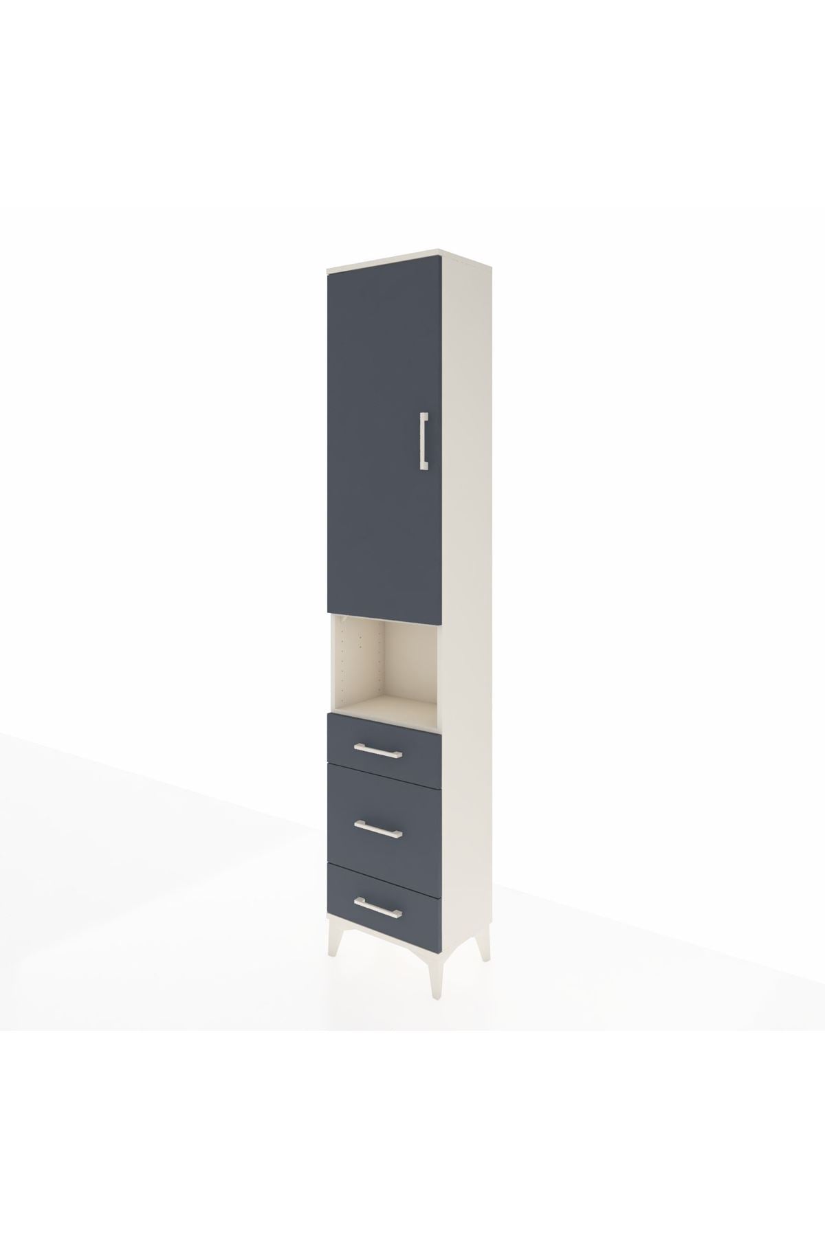 Arges Dolap 4 Raflı 3 Çekmeceli Tek Kapaklı 44x30x221 Aytaşı-Antrasit