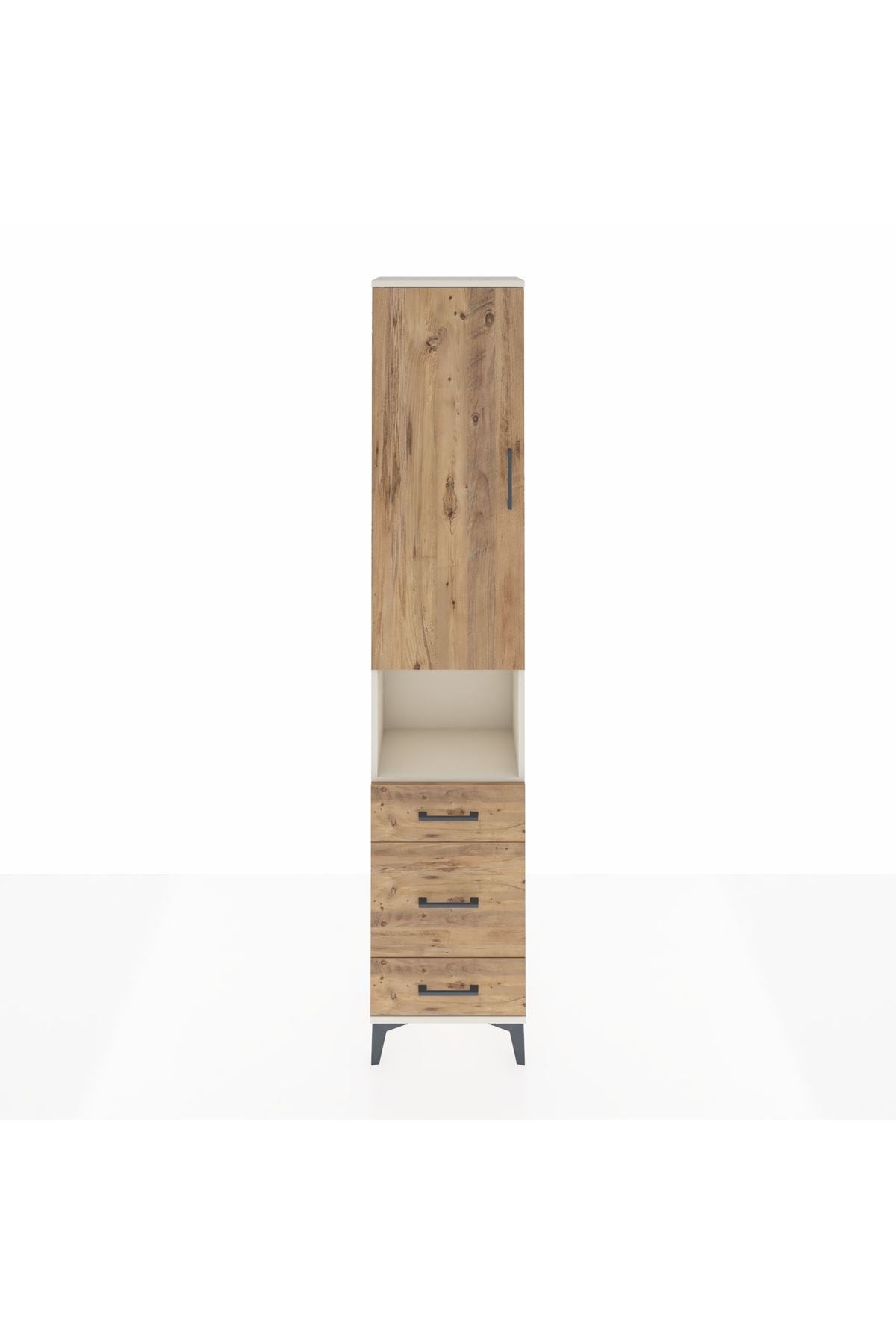 Arges Dolap 4 Raflı 3 Çekmeceli Tek Kapaklı 44x30x221 Aytaşı-Çam