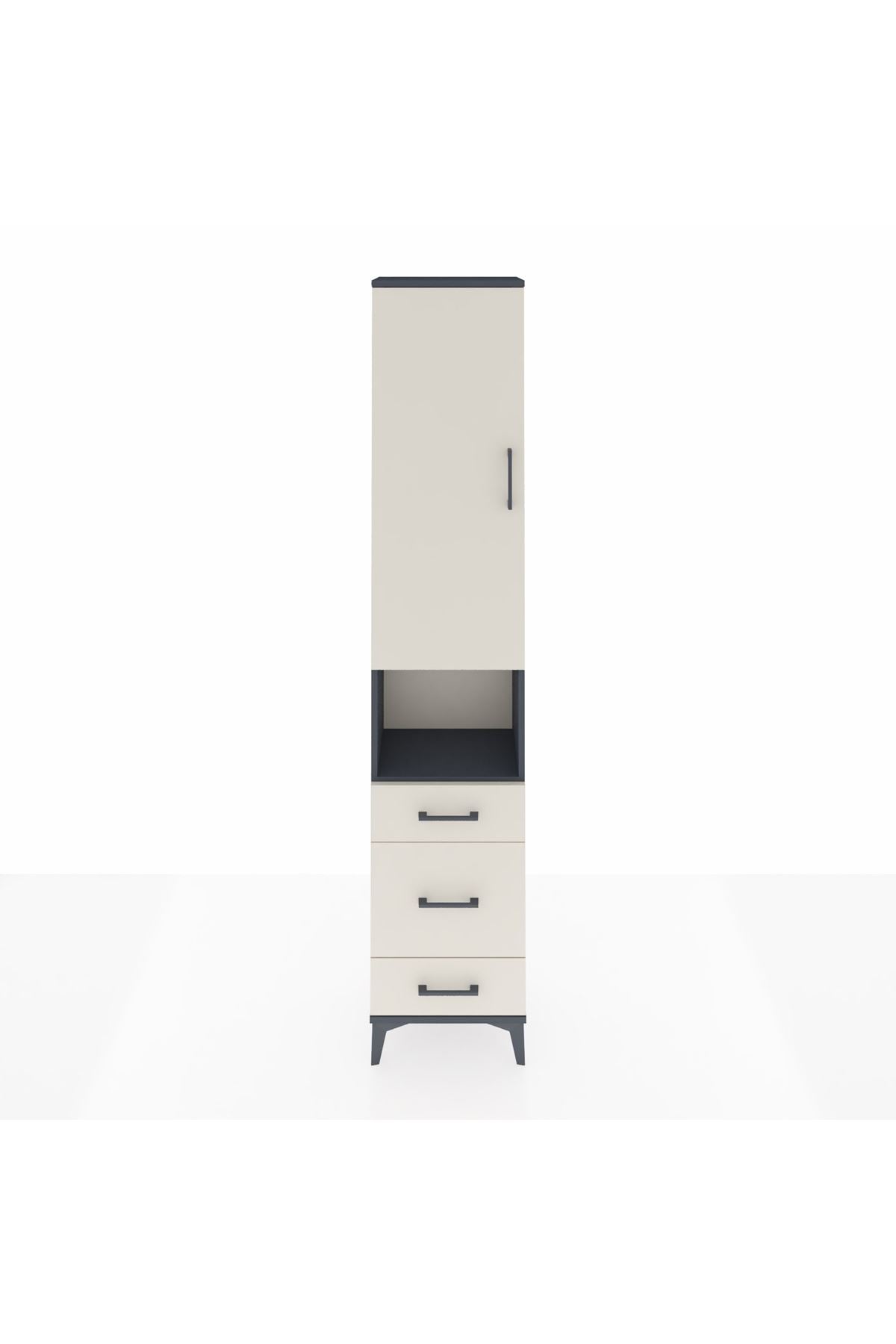 Arges Dolap 4 Raflı 3 Çekmeceli Tek Kapaklı 44x30x221 Antrasit-Aytaşı