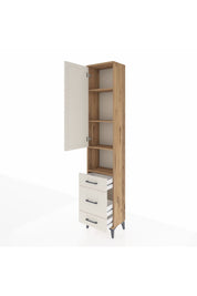 Arges Dolap 4 Raflı 3 Çekmeceli Tek Kapaklı 44x30x221 Çam-Aytaşı