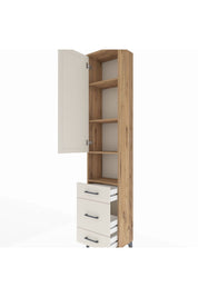 Arges Dolap 4 Raflı 3 Çekmeceli Tek Kapaklı 44x30x221 Çam-Aytaşı