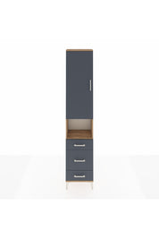 Arges Dolap 4 Raflı 3 Çekmeceli Tek Kapaklı 44x30x221 Çam-Antrasit