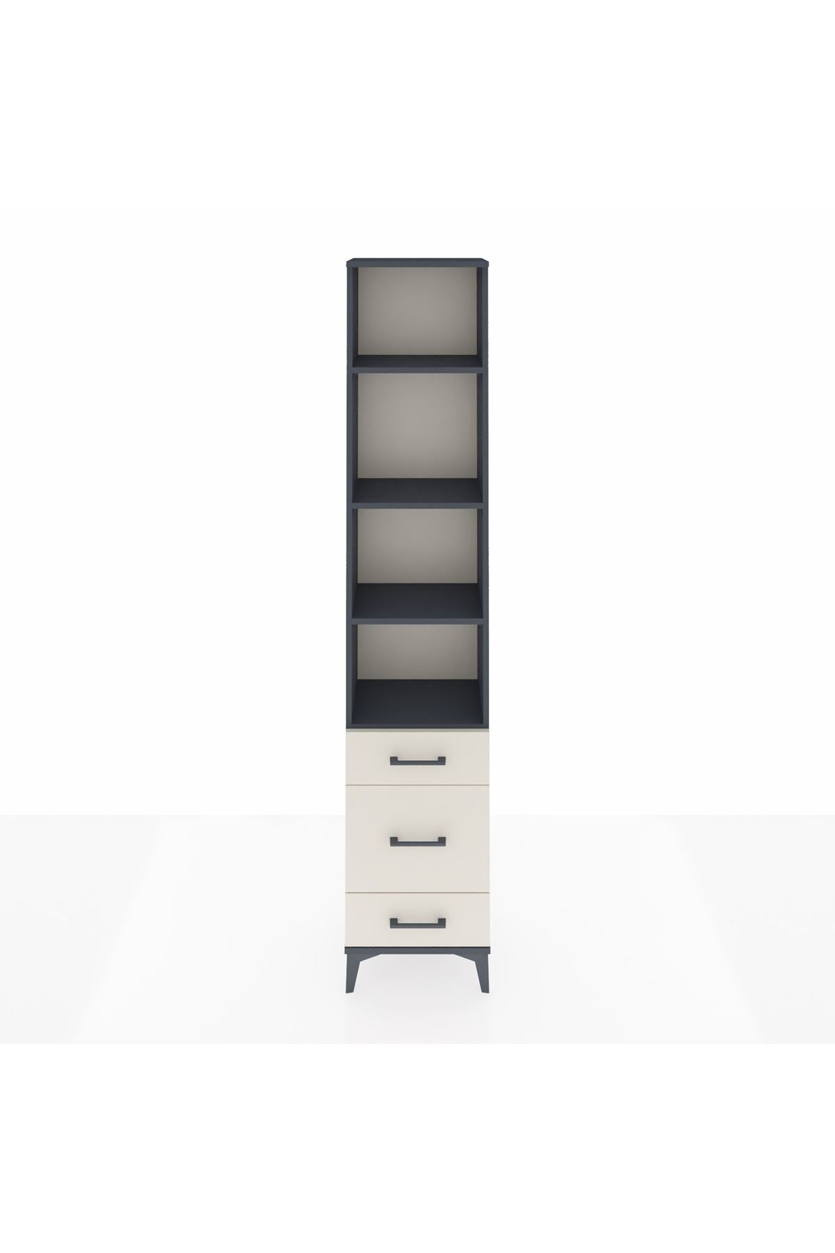 Arges Dolap 4 Raflı 3 Çekmeceli 44x30x221 Antrasit-Aytaşı