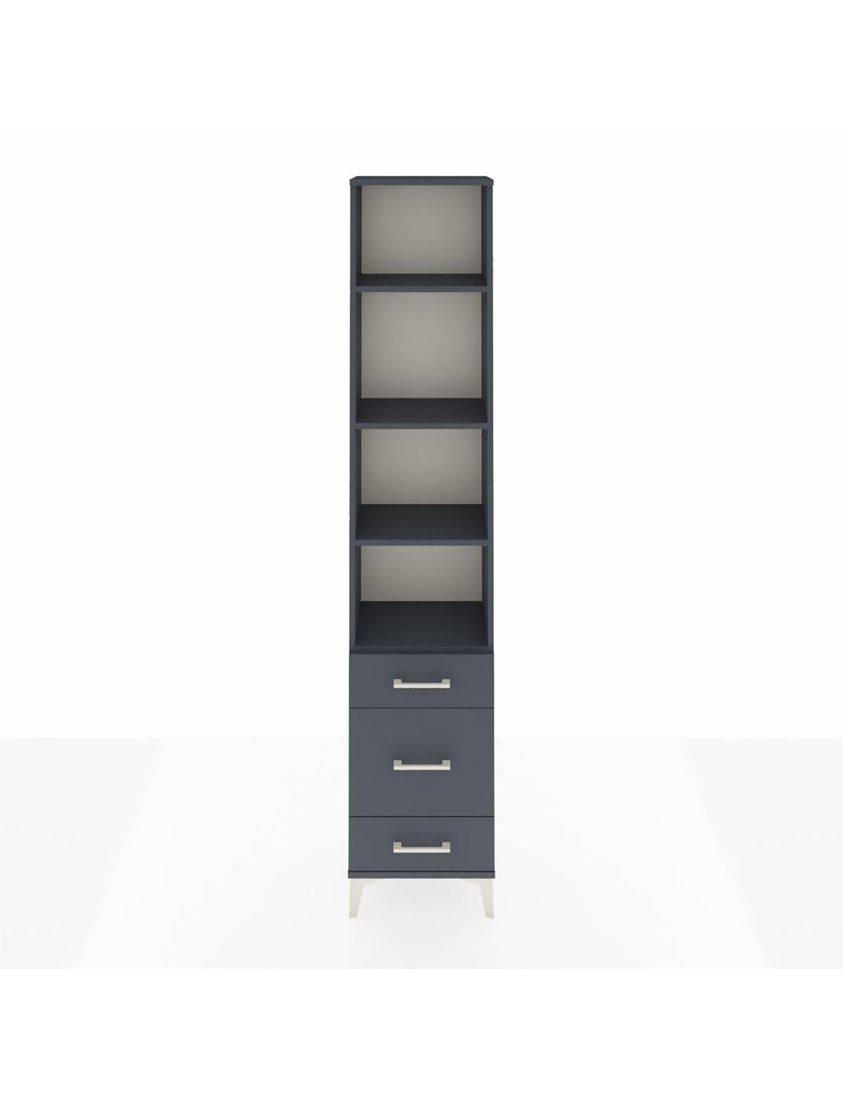 Arges Dolap 4 Raflı 3 Çekmeceli 44x30x221 Antrasit-Antrasit