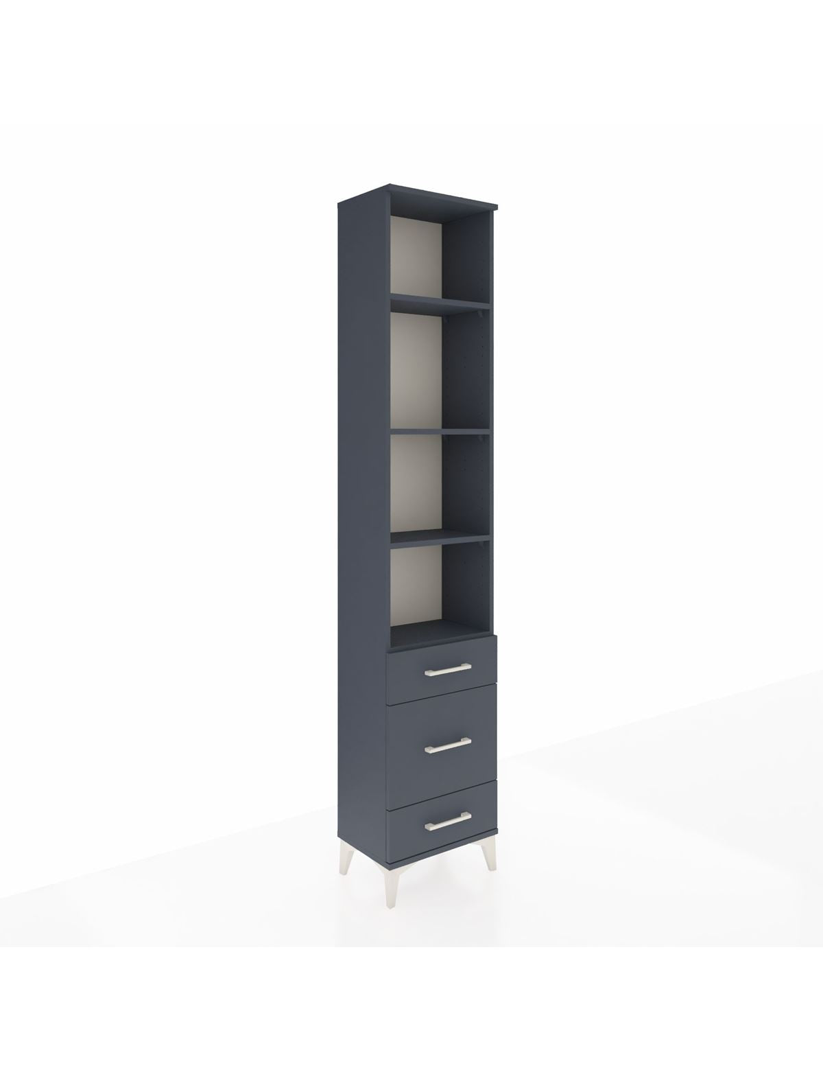 Arges Dolap 4 Raflı 3 Çekmeceli 44x30x221 Antrasit-Antrasit