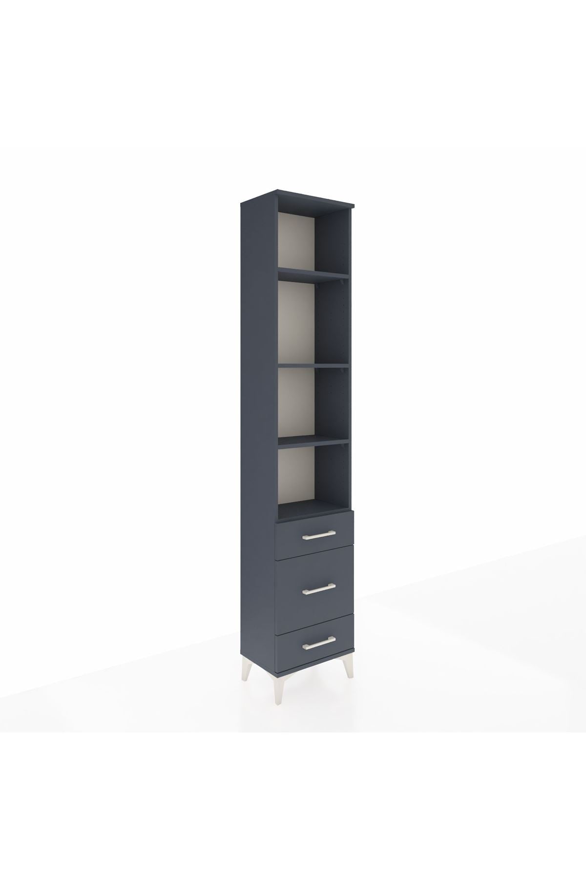 Arges Dolap 4 Raflı 3 Çekmeceli 44x30x221 Antrasit-Antrasit