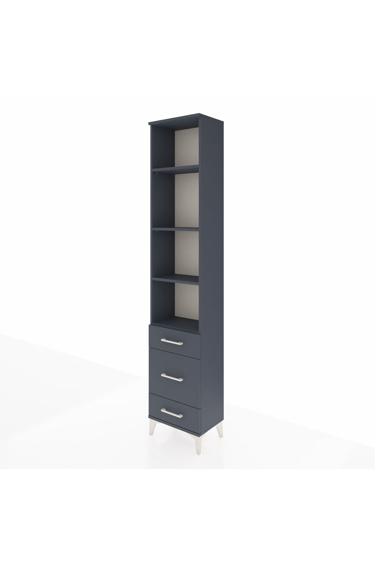 Arges Dolap 4 Raflı 3 Çekmeceli 44x30x221 Antrasit-Antrasit