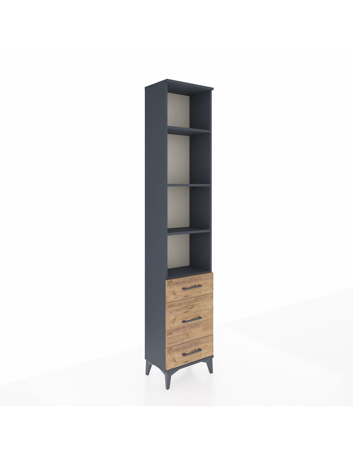 Arges Dolap 4 Raflı 3 Çekmeceli 44x30x221 Antrasit-Çam