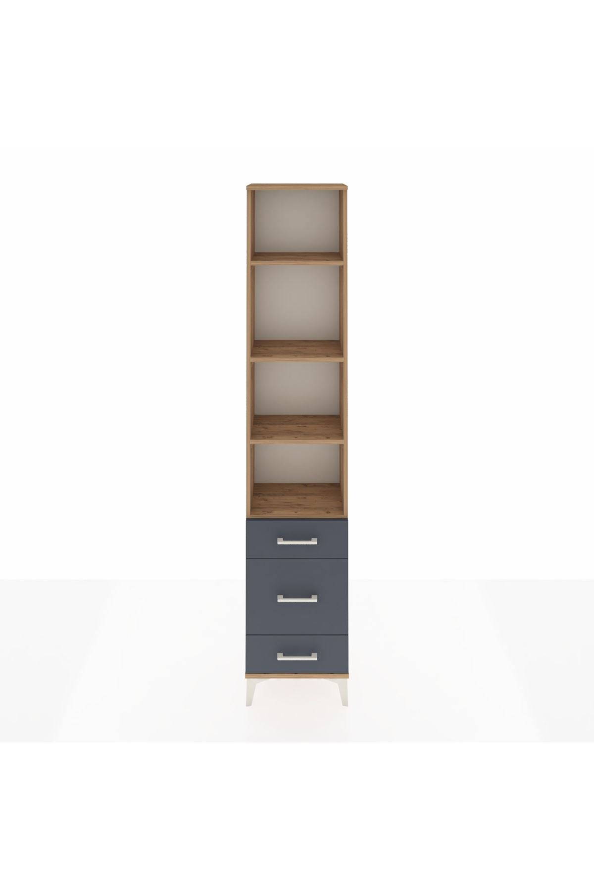 Arges Dolap 4 Raflı 3 Çekmeceli 44x30x221 Çam-Antrasit