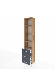 Arges Dolap 4 Raflı 3 Çekmeceli 44x30x221 Çam-Antrasit