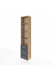 Arges Dolap 4 Raflı 3 Çekmeceli 44x30x221 Çam-Antrasit