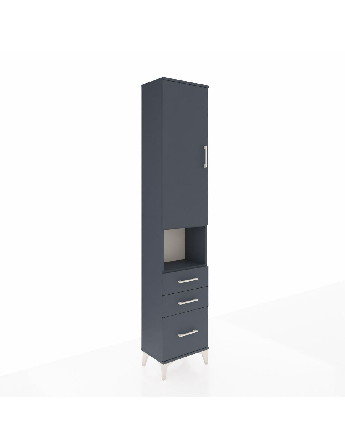 Arges Dolap 3 Raflı 3 Çekmeceli Tek Askılı 44x30x221 Antrasit-Antrasit