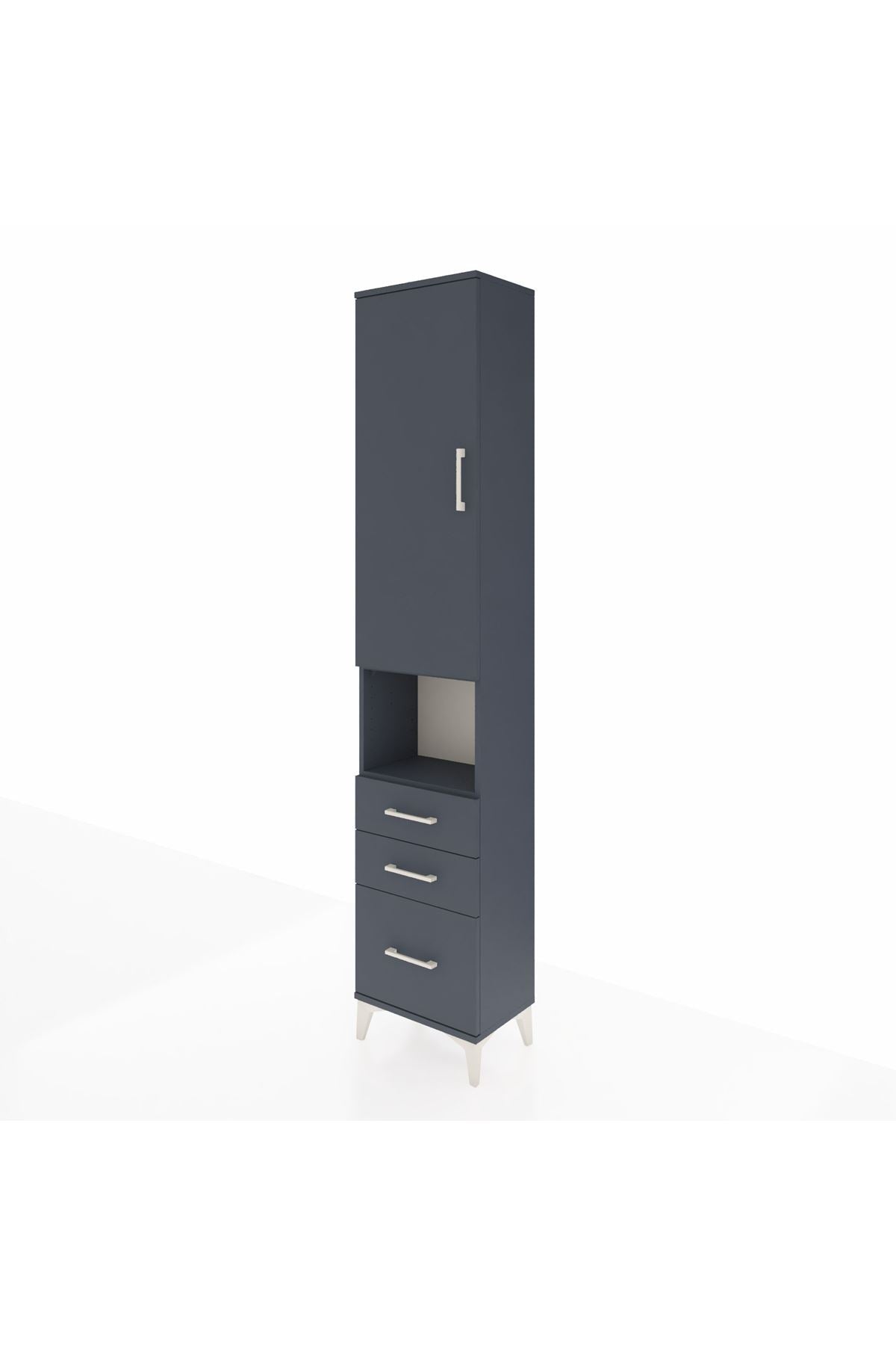 Arges Dolap 3 Raflı 3 Çekmeceli Tek Askılı 44x30x221 Antrasit-Antrasit