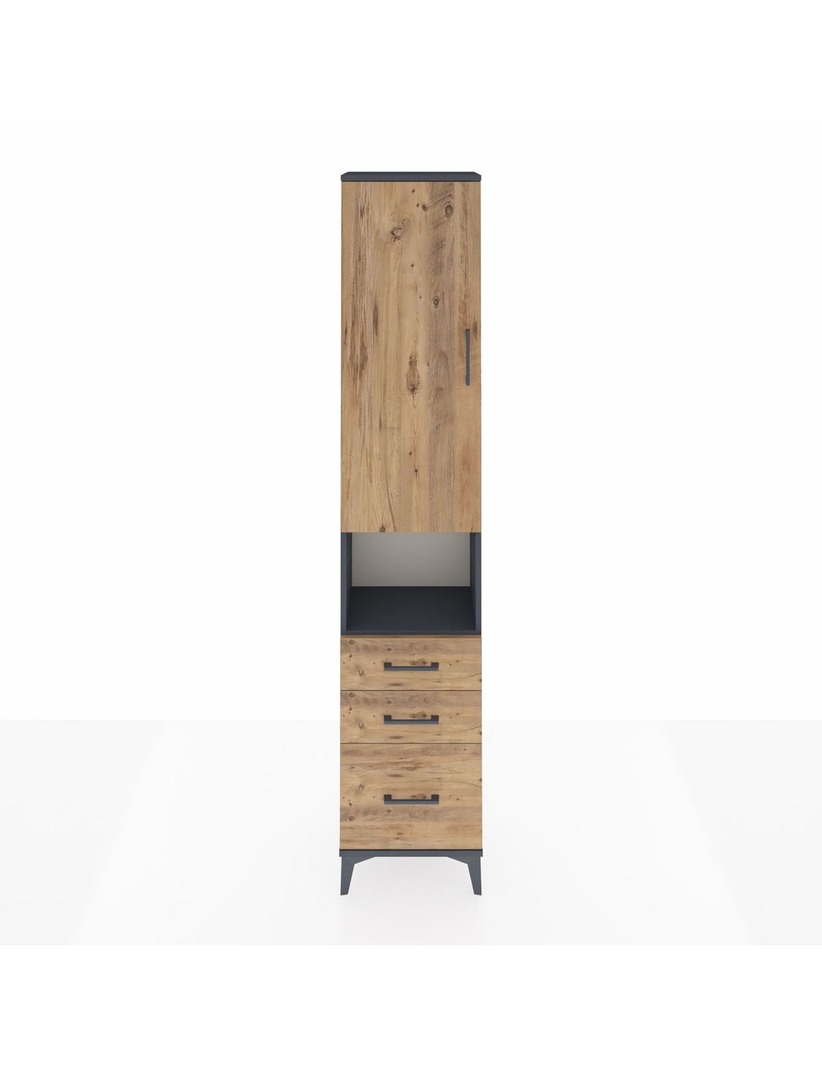 Arges Dolap 3 Raflı 3 Çekmeceli Tek Askılı 44x30x221 Antrasit-Çam