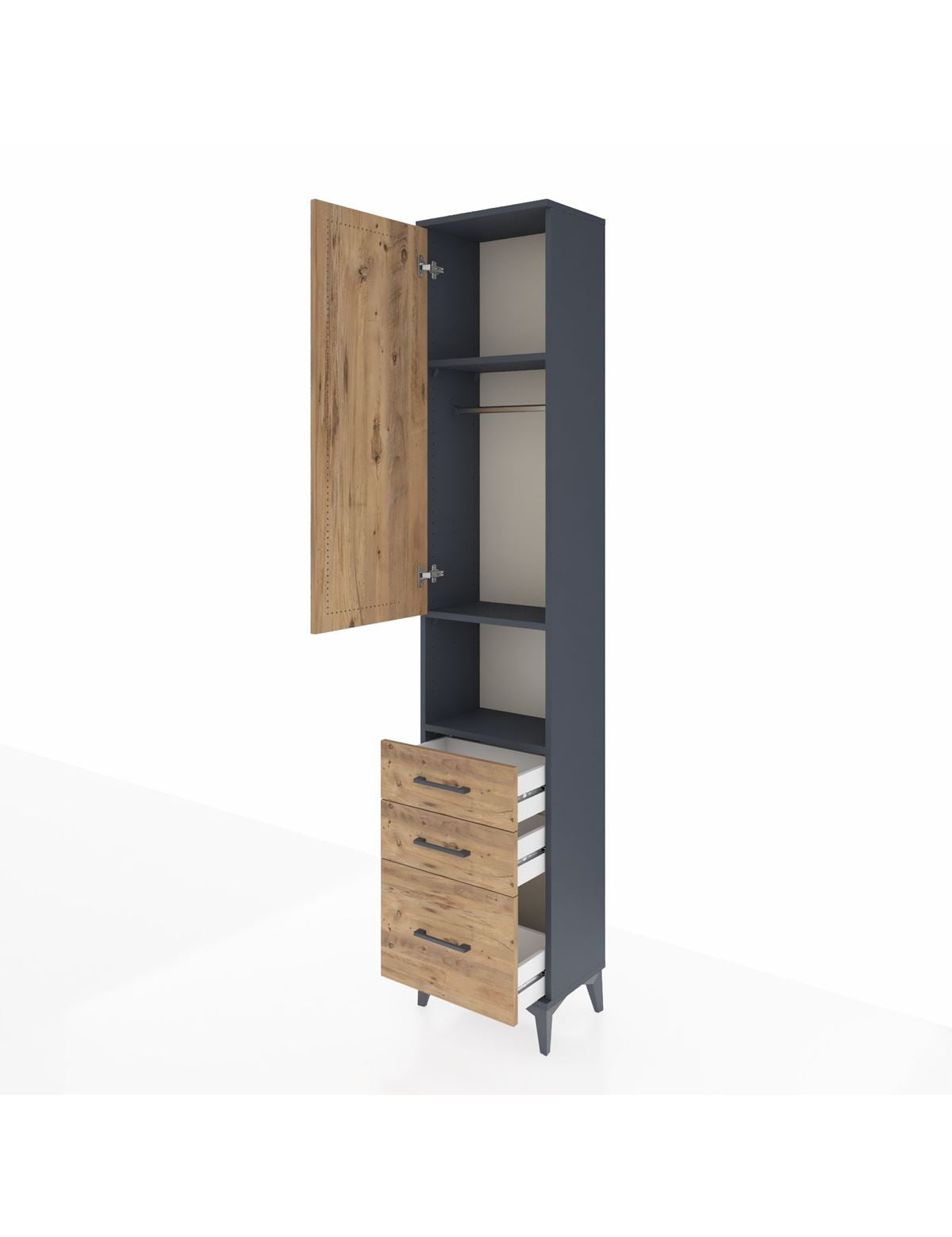 Arges Dolap 3 Raflı 3 Çekmeceli Tek Askılı 44x30x221 - S28M174V6A