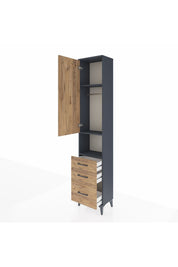 Arges Dolap 3 Raflı 3 Çekmeceli Tek Askılı 44x30x221 Antrasit-Çam