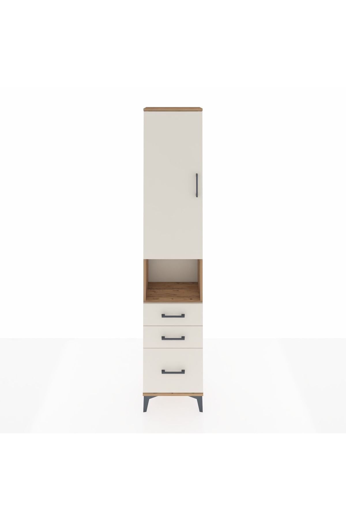 Arges Dolap 3 Raflı 3 Çekmeceli Tek Askılı 44x30x221 Çam-Aytaşı