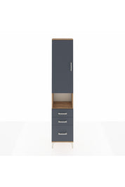 Arges Dolap 3 Raflı 3 Çekmeceli Tek Askılı 44x30x221 Çam-Antrasit
