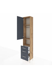 Arges Dolap 3 Raflı 3 Çekmeceli Tek Askılı 44x30x221 Çam-Antrasit