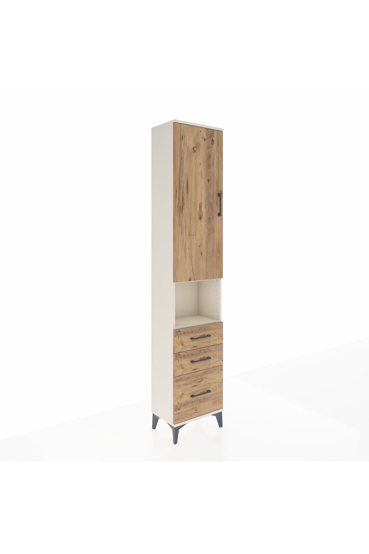 Arges Dolap 4 Raflı 3 Çekmeceli Tek Kapaklı 44x30x221 Aytaşı-Çam