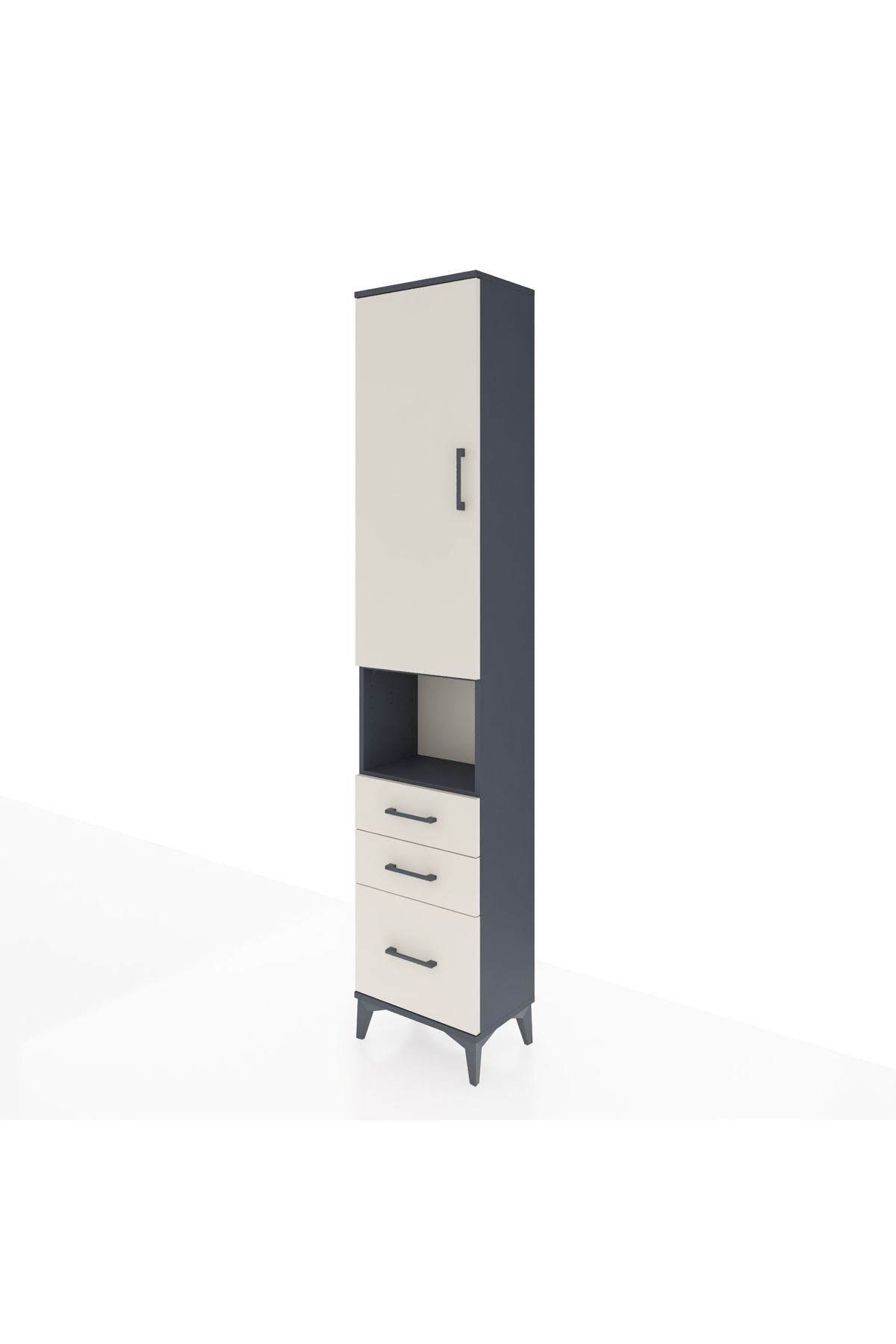 Arges Dolap 4 Raflı 3 Çekmeceli Tek Kapaklı 44x30x221 Antrasit-Aytaşı