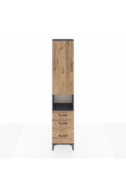 Arges Dolap 4 Raflı 3 Çekmeceli Tek Kapaklı 44x30x221 Antrasit-Çam