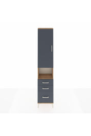Arges Dolap 4 Raflı 3 Çekmeceli Tek Kapaklı 44x30x221 Çam-Antrasit