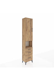 Arges Dolap 4 Raflı 3 Çekmeceli Tek Kapaklı 44x30x221 Çam-Çam