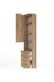 Arges Dolap 4 Raflı 3 Çekmeceli Tek Kapaklı 44x30x221 Çam-Çam