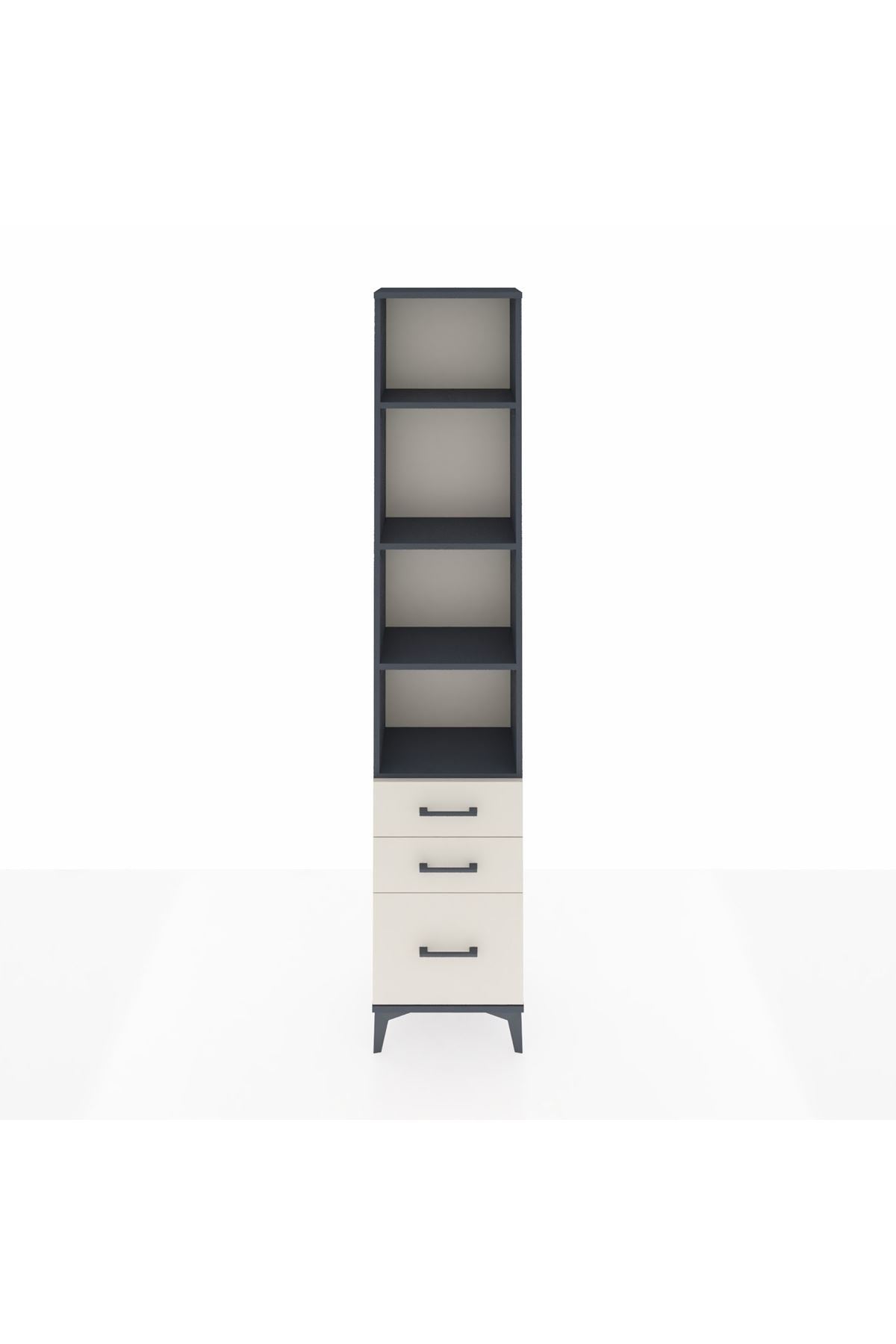 Arges Dolap 4 Raflı 3 Çekmeceli 44x30x221 Antrasit-Aytaşı