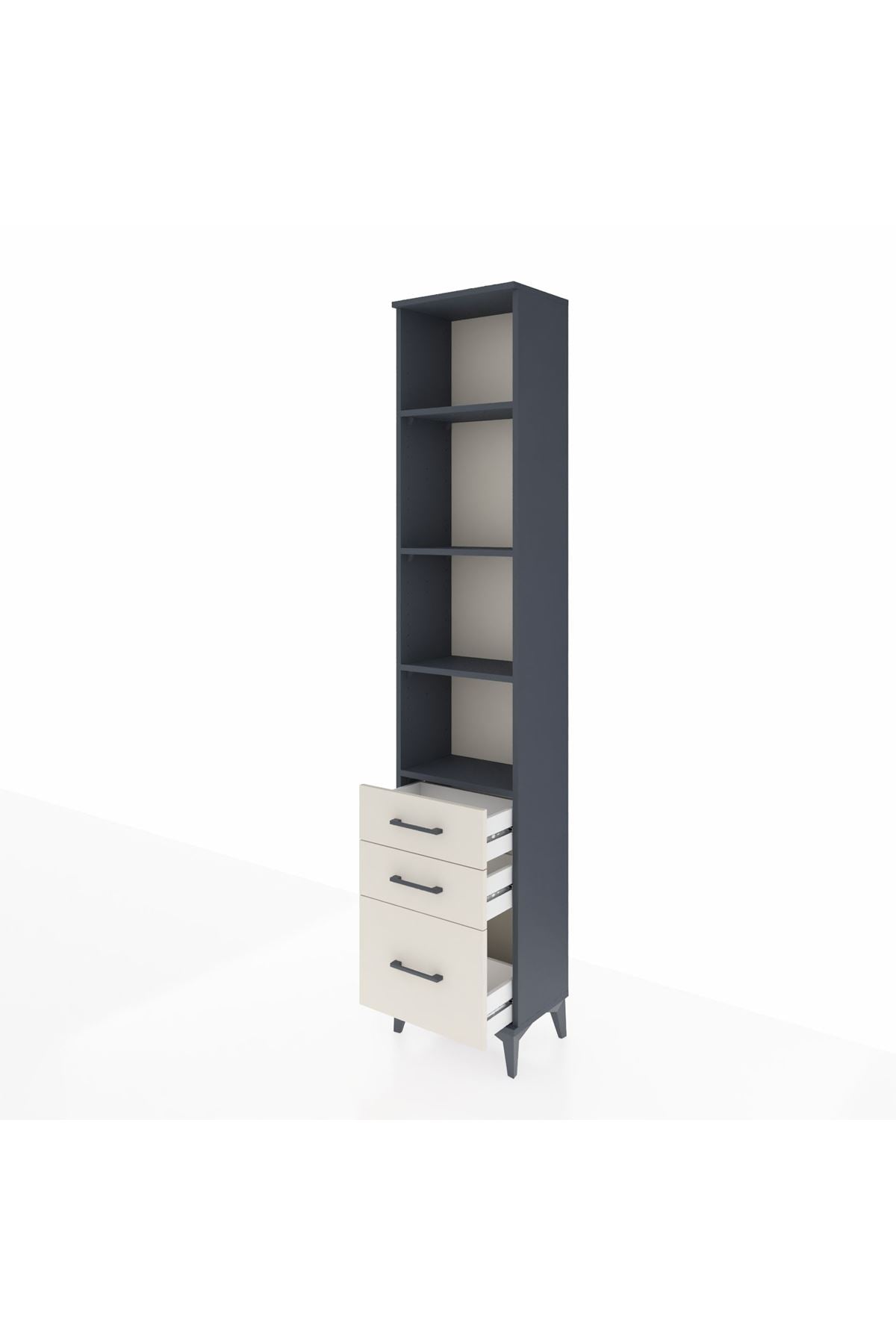 Arges Dolap 4 Raflı 3 Çekmeceli 44x30x221 Antrasit-Aytaşı