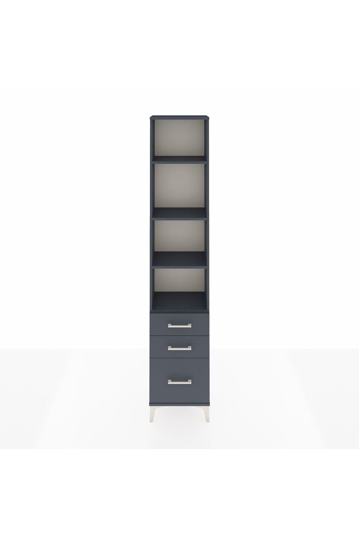 Arges Dolap 4 Raflı 3 Çekmeceli 44x30x221 Antrasit-Antrasit