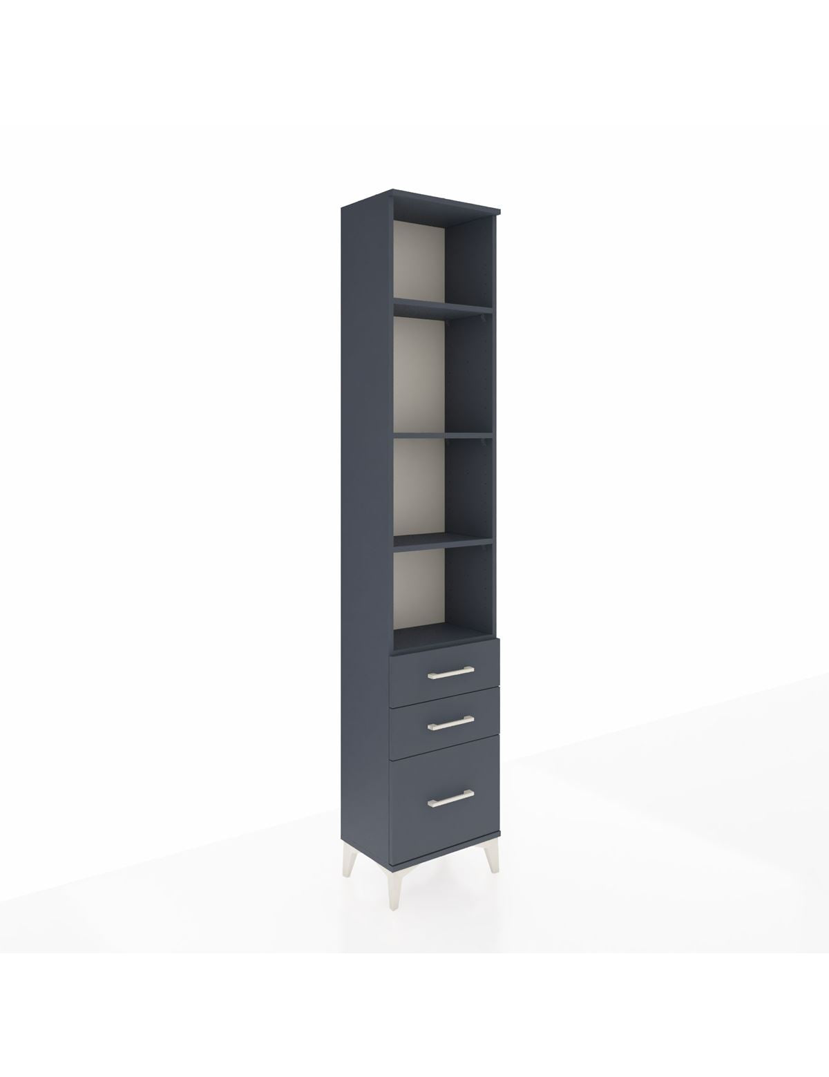 Arges Dolap 4 Raflı 3 Çekmeceli 44x30x221 Antrasit-Antrasit