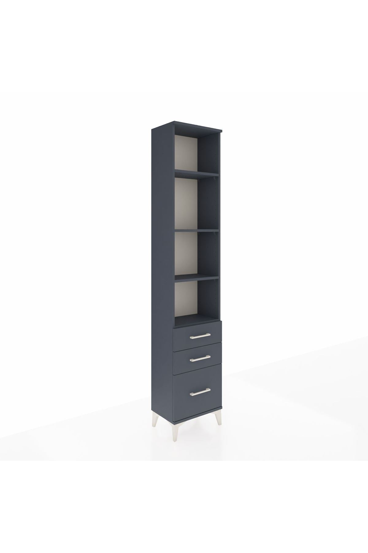 Arges Dolap 4 Raflı 3 Çekmeceli 44x30x221 Antrasit-Antrasit