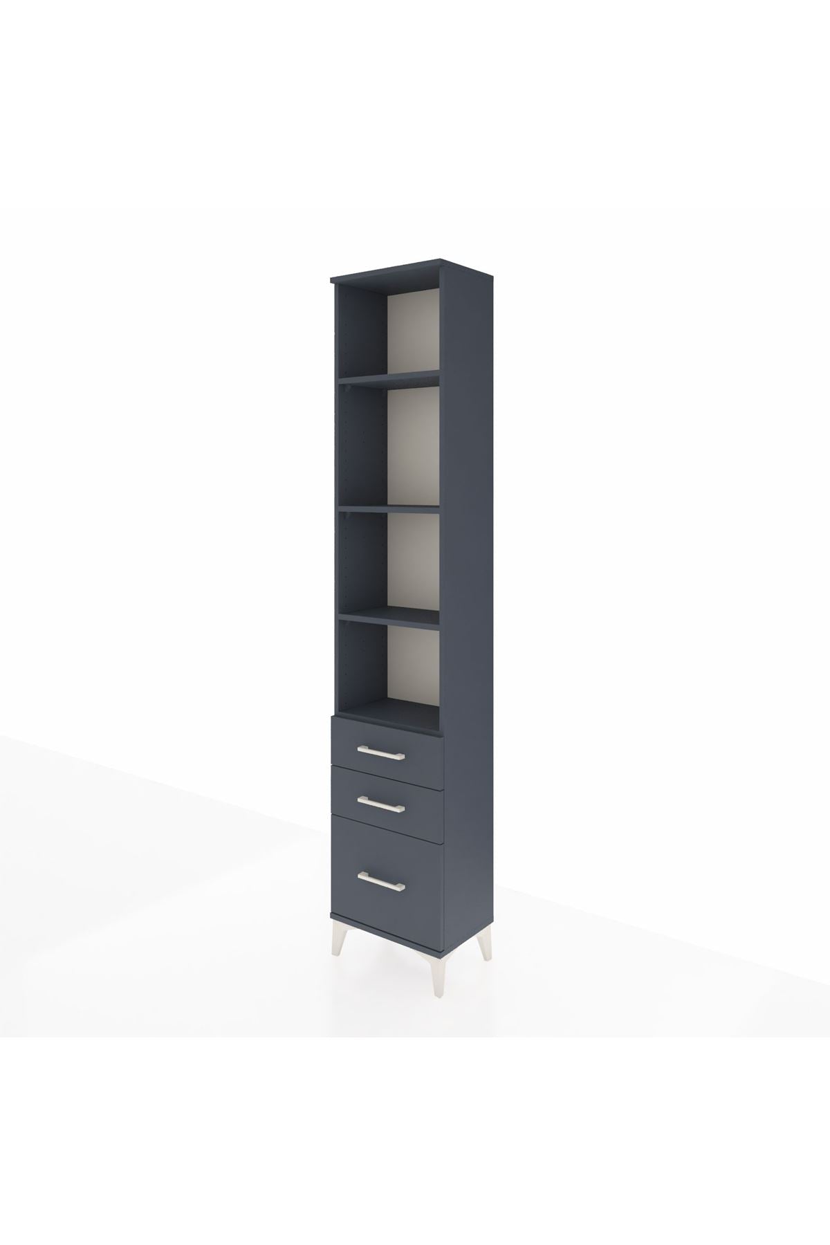 Arges Dolap 4 Raflı 3 Çekmeceli 44x30x221 Antrasit-Antrasit