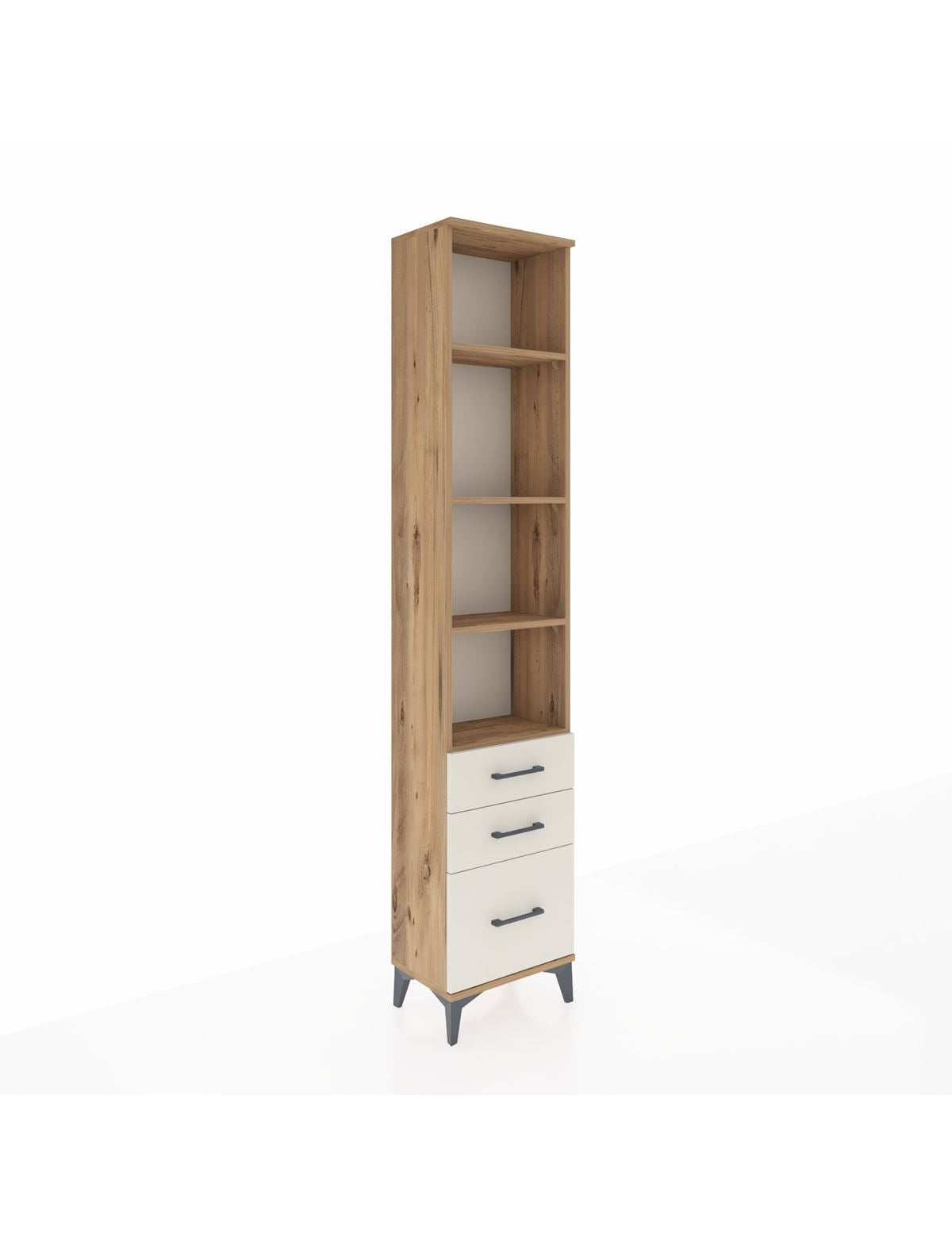 Arges Dolap 4 Raflı 3 Çekmeceli 44x30x221 Çam-Aytaşı