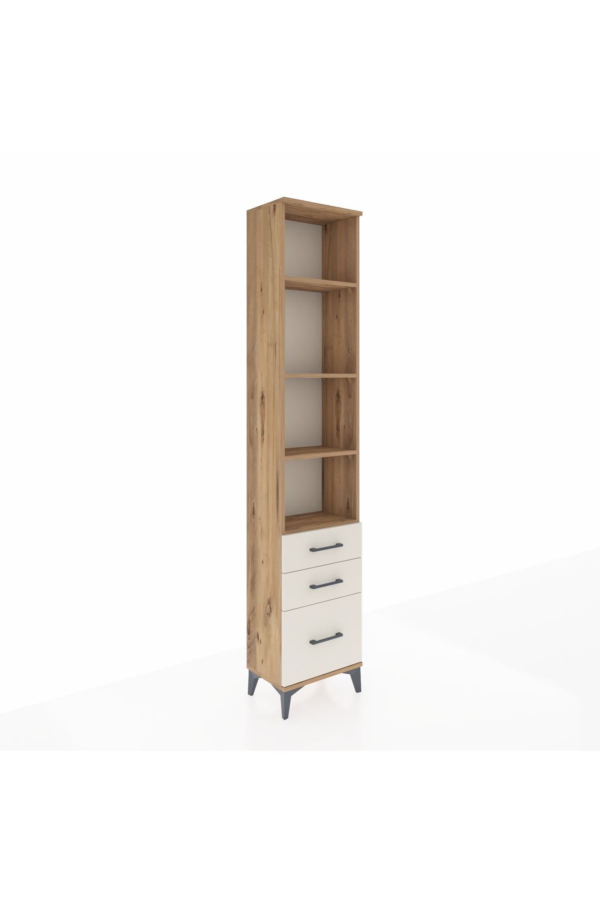 Arges Dolap 4 Raflı 3 Çekmeceli 44x30x221 Çam-Aytaşı