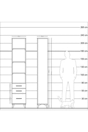 Arges Dolap 4 Raflı 3 Çekmeceli 44x30x221 Çam-Aytaşı