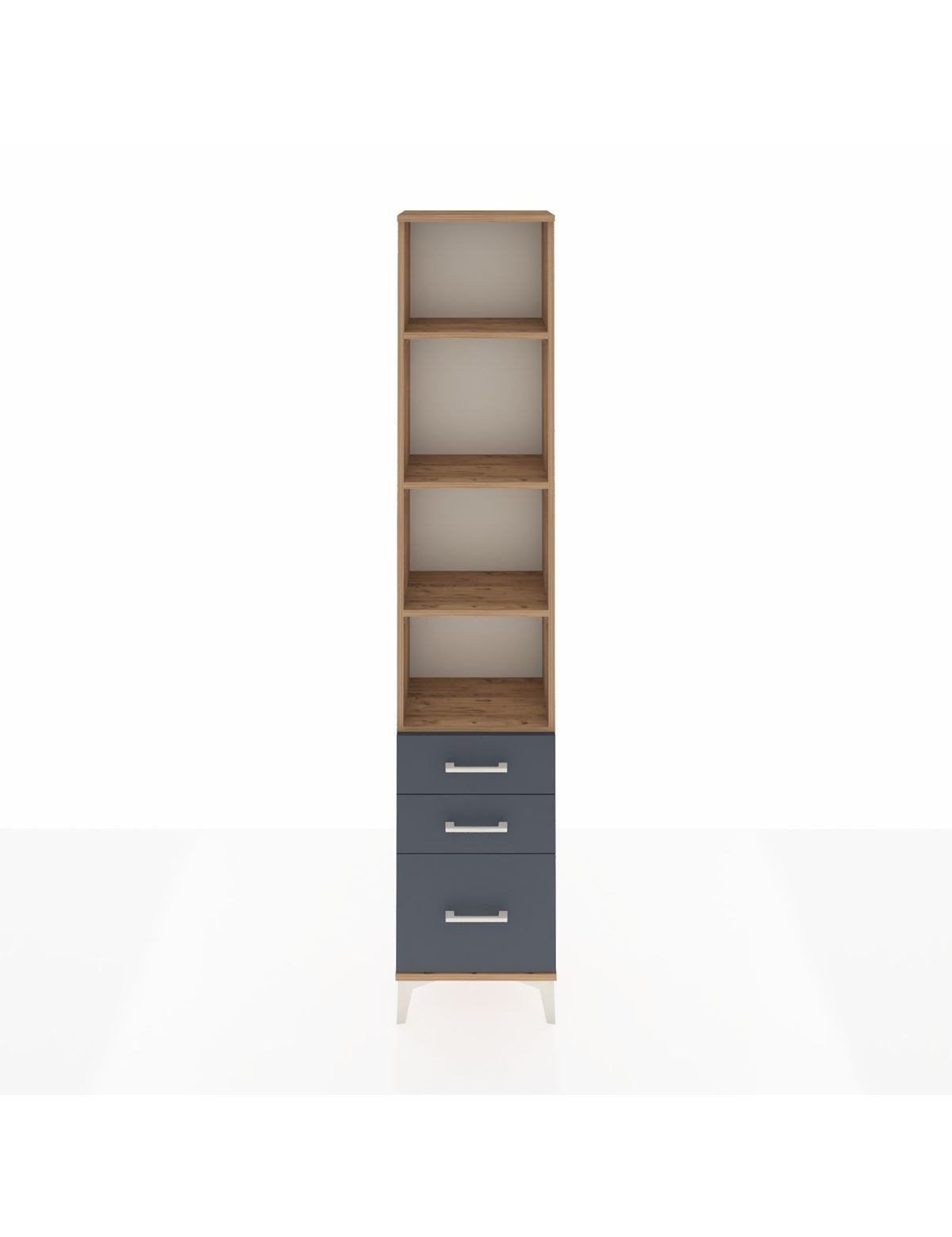 Arges Dolap 4 Raflı 3 Çekmeceli 44x30x221 Çam-Antrasit